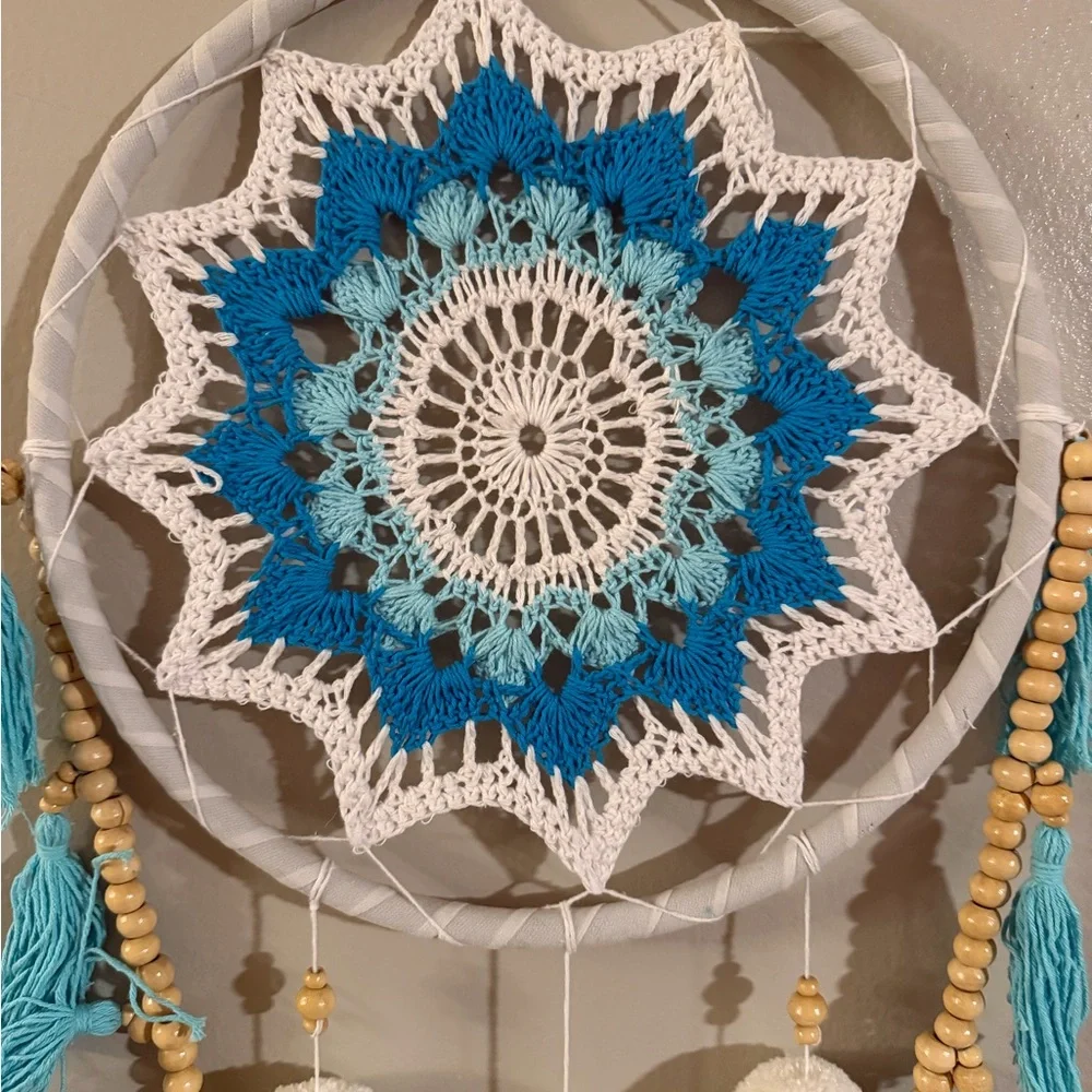 Blue and White Dreamcatcher‎ with Beads